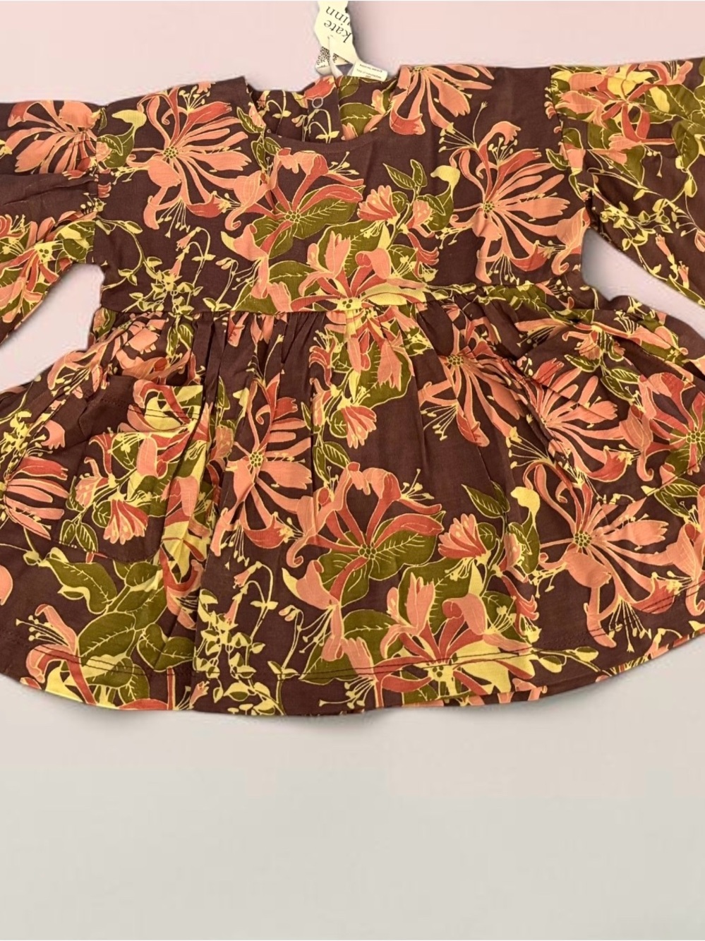 Kate Quinn-Belled Sleeves-Gathered Tunic-Honeysuckle-Bamboo-Toddler Hippie Top